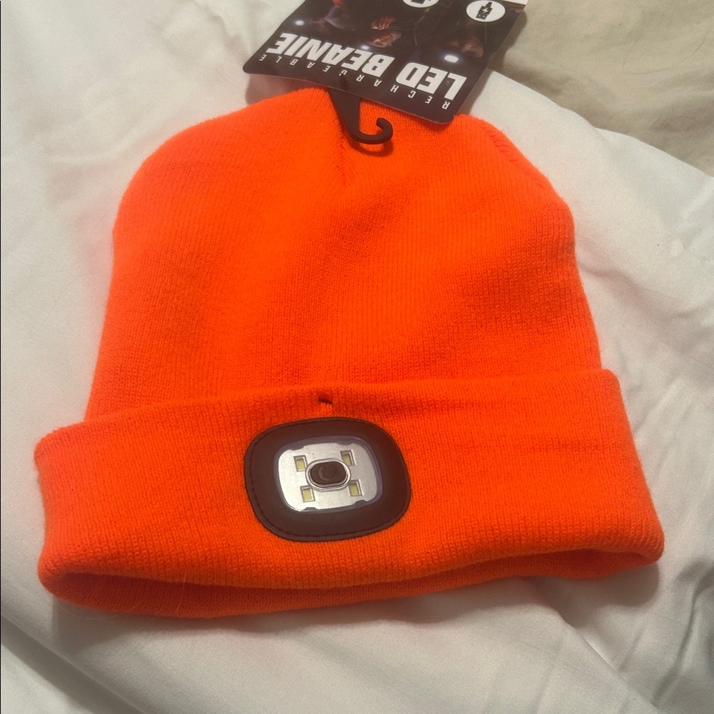 LED Beanie Hat - Bright Orange